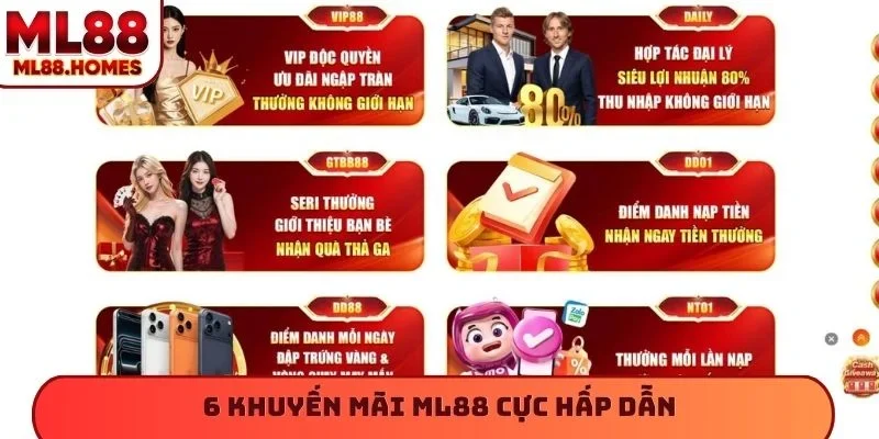 6 khuyến mãi ML88 cực hấp dẫn